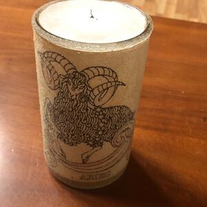 Aries Zodiac Frosted Candle Holder